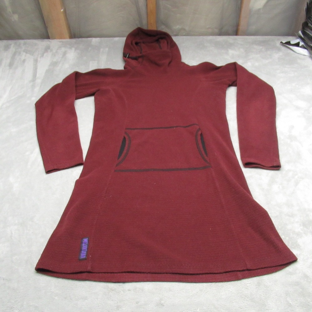 Melanzana‎ Dress Womens Small Red Microgrid Fleece Hoodie Comfortable USA Made